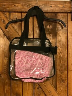 Clear Tote Bag with Pink Zebra Insert - Women Bags